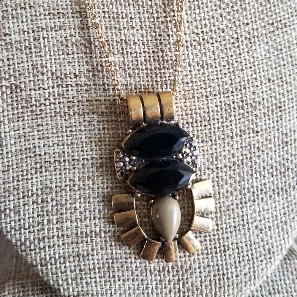 Long Antique Gold Pendant Neclace